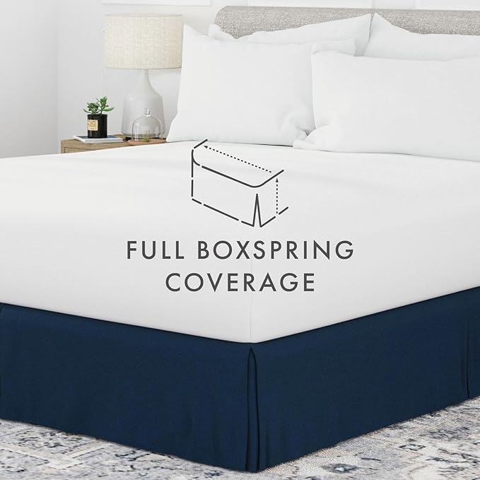 Linen Market Bed Skirt - Ultra Soft Microfiber - Easy Fit with 14 Inch Tailored Drop - Hotel Quality, Shrinkage & Fade Resistant - Bed Cover - King Bed Set - Bedroom Décor - (King, Navy)