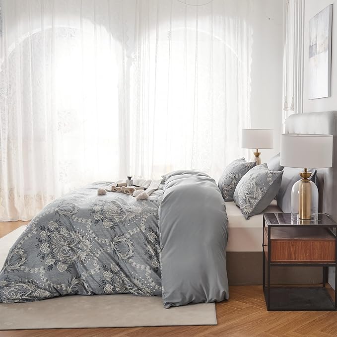 Blue Paisley Duvet Cover Set Twin Size Bedding Comforter Cover Quilt Set Floral Bedding Reversible Duvet Covers Soft Microfiber Bedspread Twin Bed Set Modern Bed Set Essentials Cozy Bedroom Decor