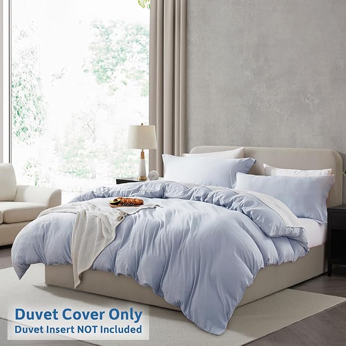 Nestl Ice Blue California King Duvet Cover Sets - Soft Prewashed Cal King Duvet Cover, 3 Piece, with Zipper Closure, 1 Duvet Cover 104x98 inches and 2 Pillow Shams