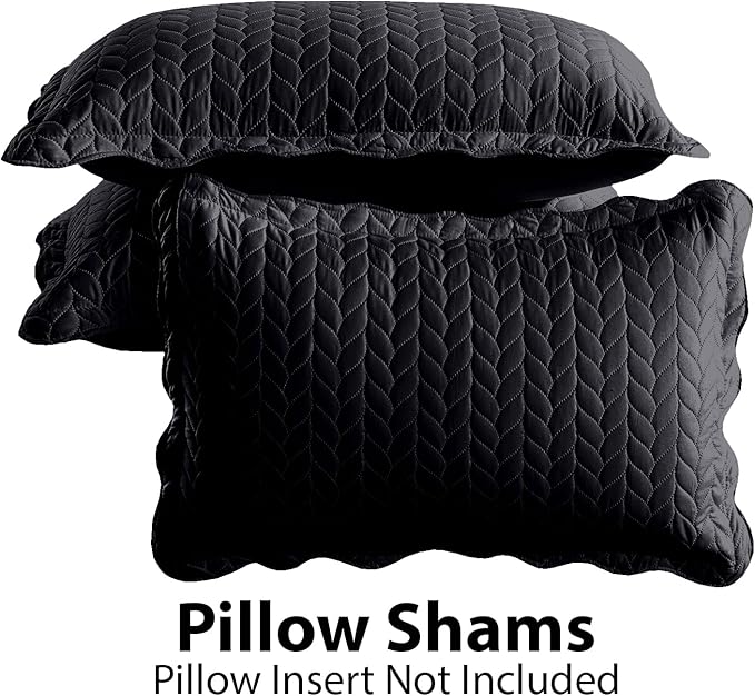 MOONLIGHT20015 Twin Quilt Bedding Set (68” x 86”) - Bulk Pack of 10 Wholesale for Hotels, Guest Bedroom & Airbnbs - Lightweight Microfiber Reversible Embossed Quilts Bedspreads (Black)