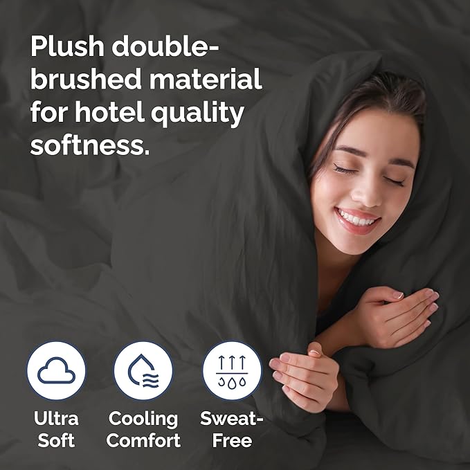 Duvet Cover Full Size - Extra Soft Full Size Duvet Cover - Lightweight, Breathable & Cozy - Easy Care & Fade Free w/ Zipper Closures & Ties - 80" x 90" Inches - (Charcoal) Comforter Not Included