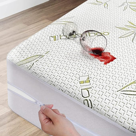 DreamField Linen California King Mattress Cover, Waterproof and Noiseless, Ultra Soft Breathable Bamboo Fabric, Easy Care Instructions