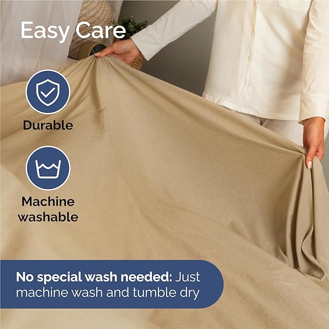 Full 6 Piece Sheet Set - Comfy Breathable & Cooling - Ultra Soft Hotel Luxury Bedding Set w/ 8-16 Inch Deep Pockets - 1 Flat & 1 Fitted Sheet & 4 Pillowcases - Wrinkle Free & Easy Care - Heathered Tan