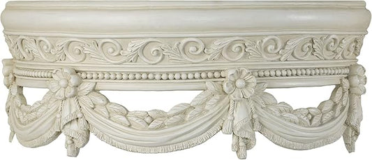 Touch of Class Antique Ivory Swag and Bow Wall Teester Bed Crown | Ornate Canopy | Acanthus Leaves, Scrollwork, Floral, Beaded | Removable Rod for Drapes, Sheers | Elegant Traditional Classical