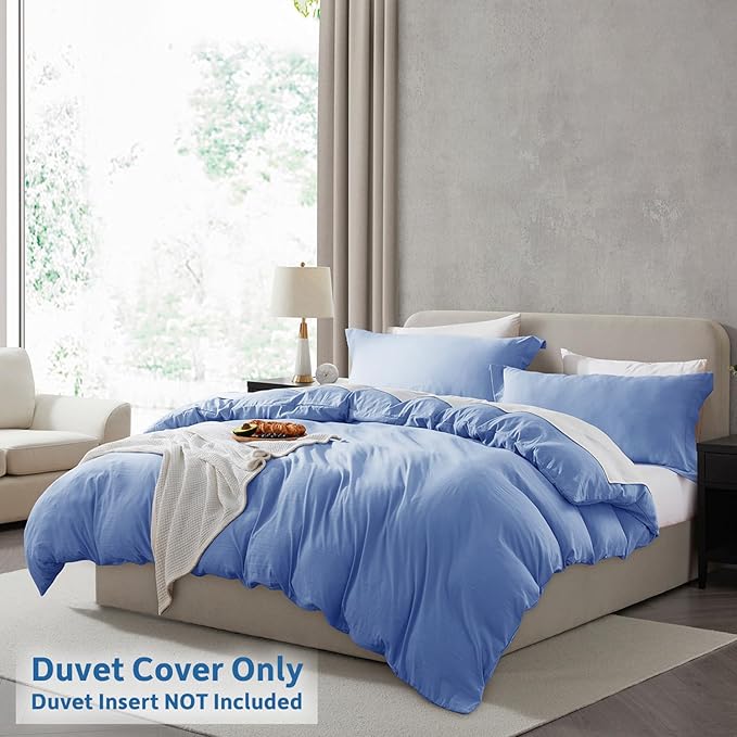 Nestl Calm Blue Duvet Cover King Size - Soft Prewashed King Duvet Cover Set, 3 Piece, with Zipper Closure, 1 Duvet Cover 104x90 inches and 2 Pillow Shams