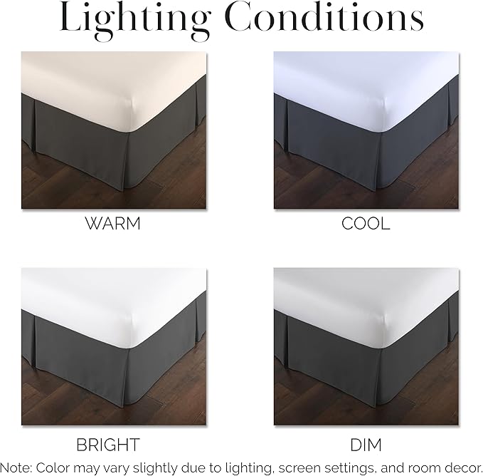 Southshore Fine Living, Inc. Hotel Quality Twin Bed Skirt - 15" Drop, Elegant Pleated Design, Premium Dust Ruffle/Twin Size Bed Skirt, Easy Care, Luxury Bed Skirt Twin Size, Slate