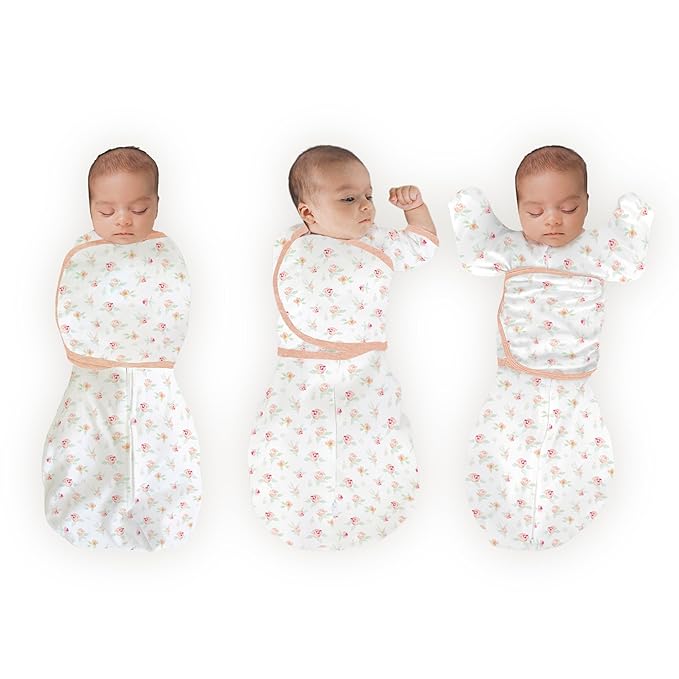 SwaddleDesigns 6-Way Omni Swaddle Sack Arms Up Swaddle for Newborn, More Options to Calm Moro Reflex, Improves Sleep, Transition Baby Sleep Sack, Small, 0-3 Mo, 6-12 lbs, Watercolor Peachy Pink Floral