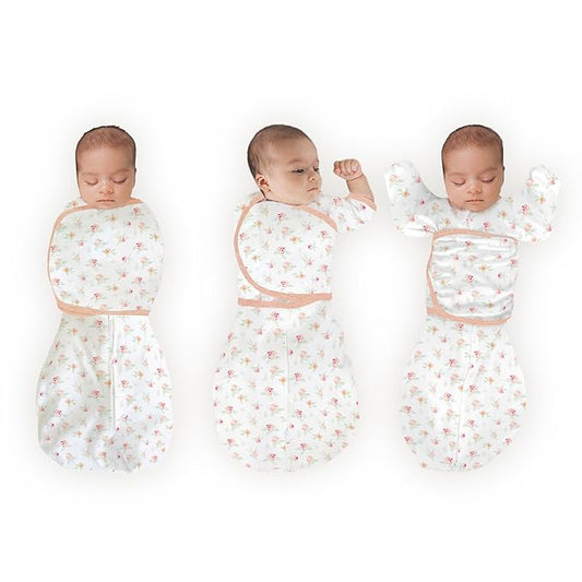 SwaddleDesigns 6-Way Omni Swaddle Sack Arms Up Swaddle for Newborn, More Options to Calm Moro Reflex, Improves Sleep, Transition Baby Sleep Sack, Small, 0-3 Mo, 6-12 lbs, Watercolor Peachy Pink Floral