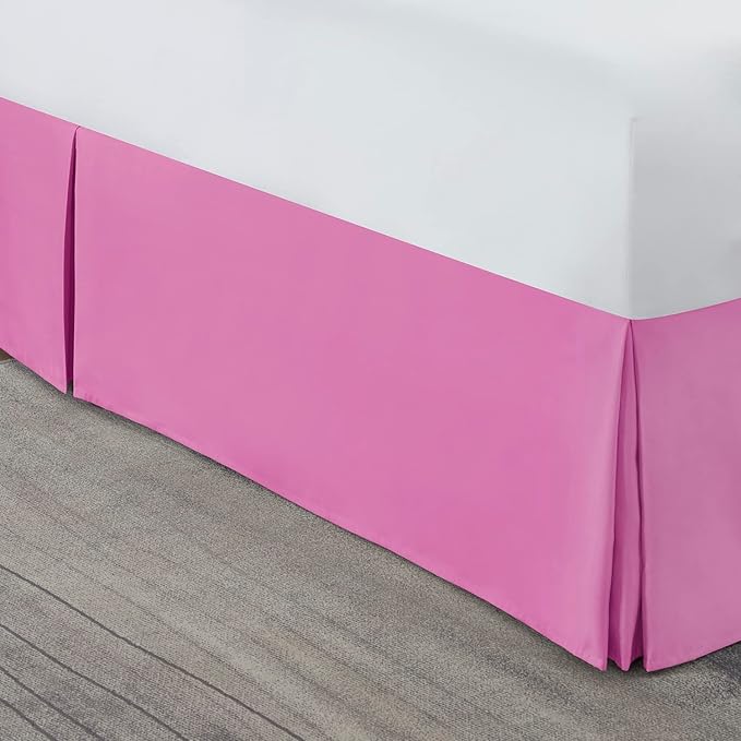 Nestl Light Pink Full XL Bed Skirt - Full XL Size Bed Skirt 14 Inch Drop - Brushed Microfiber Bed Skirts - Hotel Quality Pleated Bed Skirt - Shrinkage & Fade Resistant