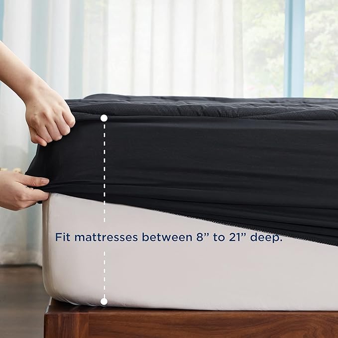 Bedsure Black Twin XL Mattress Pad - Soft Mattress Topper for College Dorm Room Essentials, Extra Long Twin Bed Cover Protector with 8-21 Inches Deep Pocket, Washable, Black, 39x80 Inches