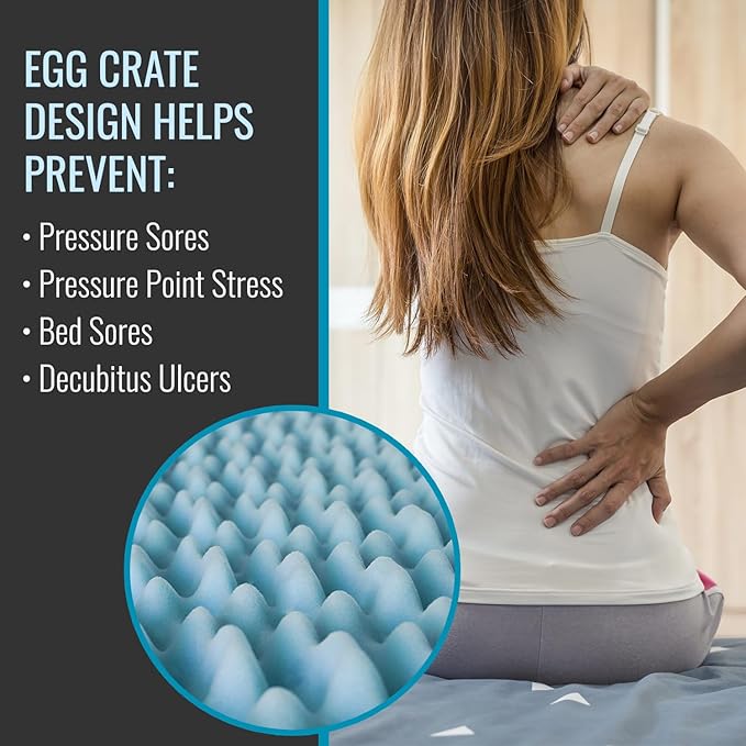 DMI Twin XL Mattress Topper Egg Crate Foam Mattress Topper for Pressure Relief, Weight Distribution & Enhanced Airflow Dorm Bed Mattress Topper 2 Inch - Improved Comfort & Alignment- Blue