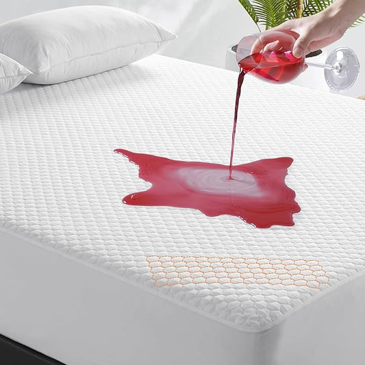 Premium 100% Waterproof Mattress Protector,Cooling Twin Mattress Pad Cover for College Dorm Breathable 4D Air Fabric,8-21" Extra Deep Pocket,Noiseless Vinyl-Free Washable (Beehive,Twin 39"x75")