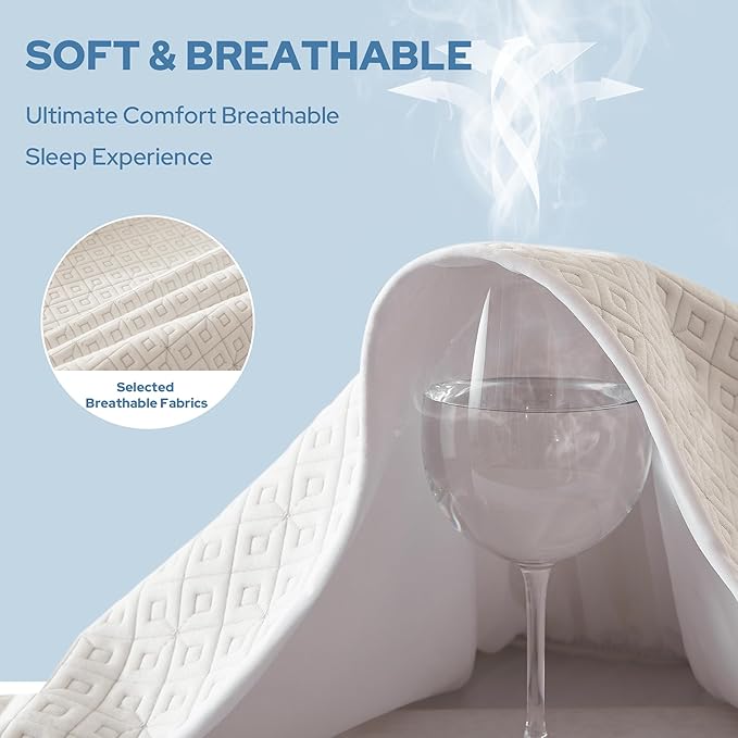 BEDLORE Waterproof Twin XL Mattress Protector, Noiseless Mattress Cover with Stretchable Pockets for 6-15 inches Mattress, Soft Breathable Mattress Pad College Dorm Size for Back to School (White)