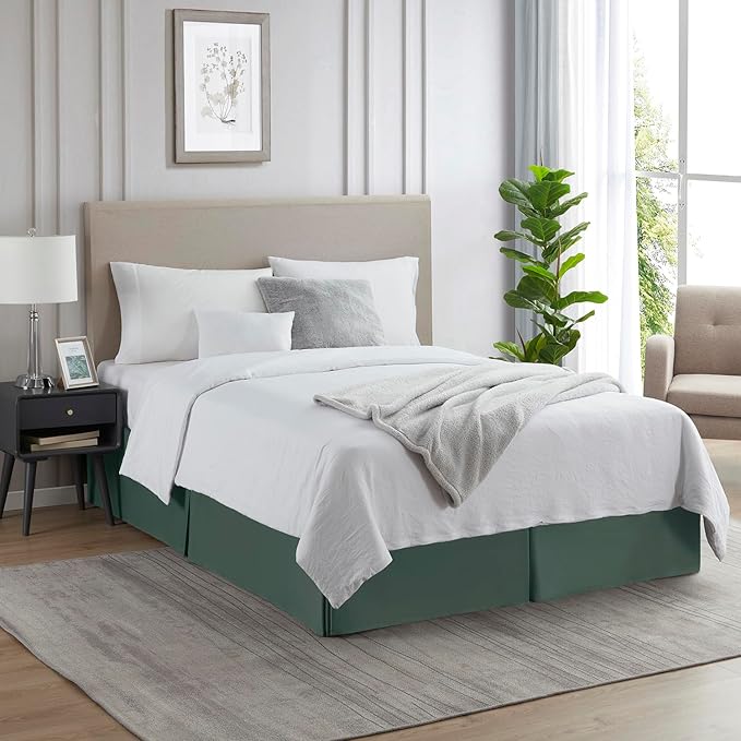 Nestl Ice Blue Bed Skirt Queen Size - Queen Bed Skirt 14 Inch Drop - Brushed Microfiber Bed Skirts - Hotel Quality Pleated Bed Skirt - Shrinkage & Fade Resistant