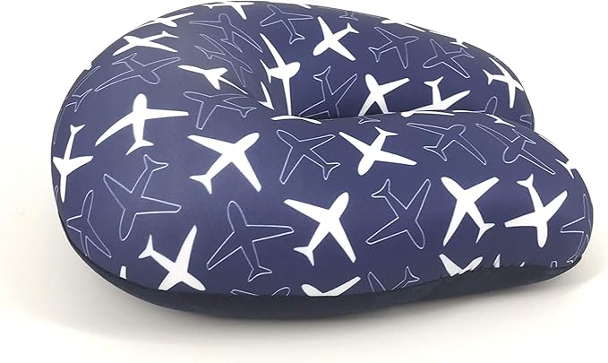 Bookishbunny U Shaped Micro Beads Microbead Neck Head Support Travel Pillow, 12"x12"x4" (PlaneNavy)