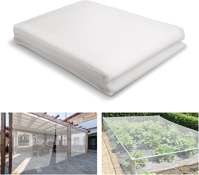 Stronger Garden Mesh Netting - 10 x 12 ft PP Nanocomposite Bird Net Barrier, Mosquito Netting Screen for Outdoor Plants Vegetables Patios Balconies Terraces, Shading Rate 20% (White)