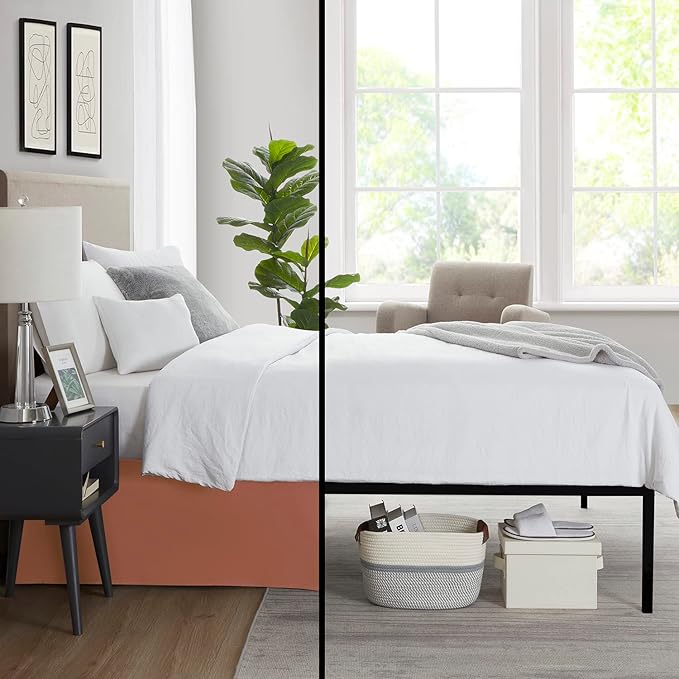 Nestl Rust Twin XL Bed Skirt - Twin XL Size Bed Skirt 14 Inch Drop - Brushed Microfiber Bed Skirts - Hotel Quality Pleated Bed Skirt - Shrinkage & Fade Resistant