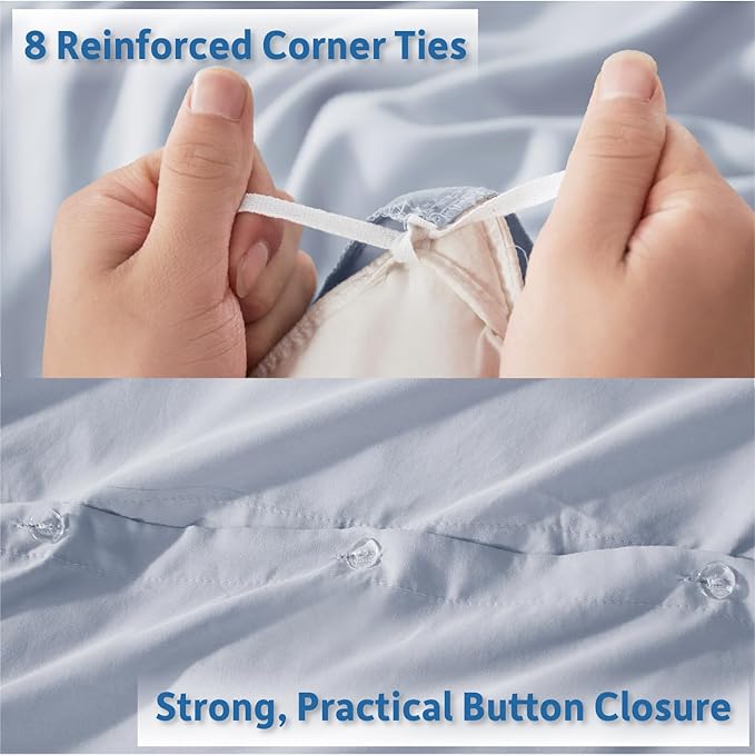 Nestl Ice Blue Duvet Cover Full Size - Soft Double Brushed Full Size Duvet Cover Set, 3 Piece, with Button Closure, 1 Duvet Cover 80x90 inches and 2 Pillow Shams