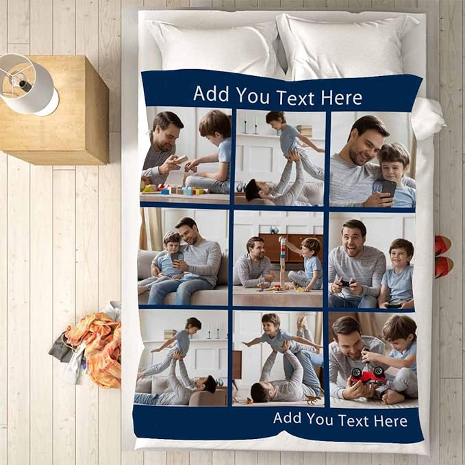 Personalized Blankets and Throws, 9 Photos Custom Photo Blanket Costume Blanket Dad Blanket Best Dad Ever Father's Day Birthday Gifts for Dad, 8 Sizes