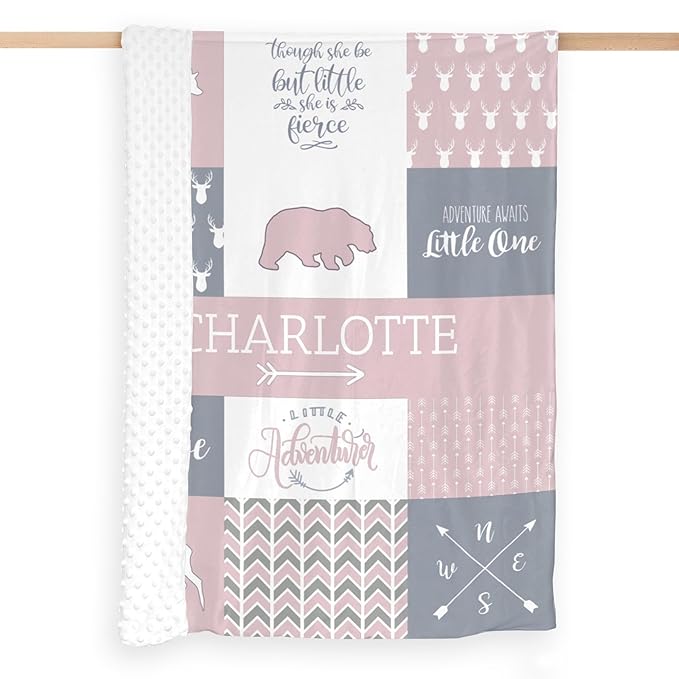 Personalized Baby Blanket Custom Blanket with Name for Newborn Baby Girls Nursery Blankets Gifts Customize Baby Blankets 35x45in Newborn Holiday Shower Gift, Pink