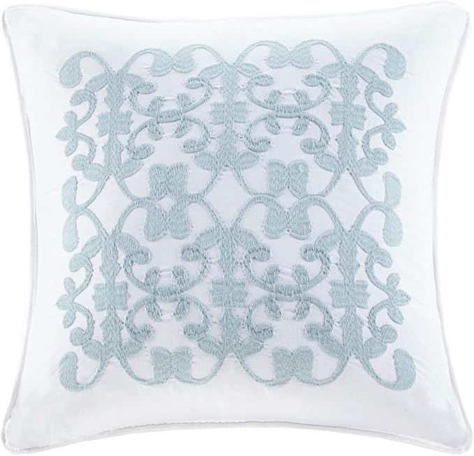 Madison Park Celeste Quilt Modern Classic Design All Season, Breathable Coverlet Lightweight Bedding Set, Matching Shams, Decorative Pillow, Full/Queen(90"x90"), Ruffle White 4 Piece