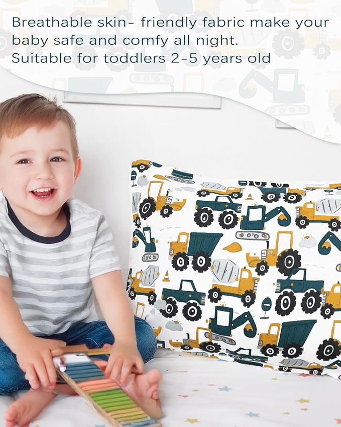 ALVABABY Toddler Pillowcases 2 Pack Organic Cotton Kids Pillow Cover Fit 13"x 18" or 12"x16" Envelope for Girl Boy Sleepy Travel