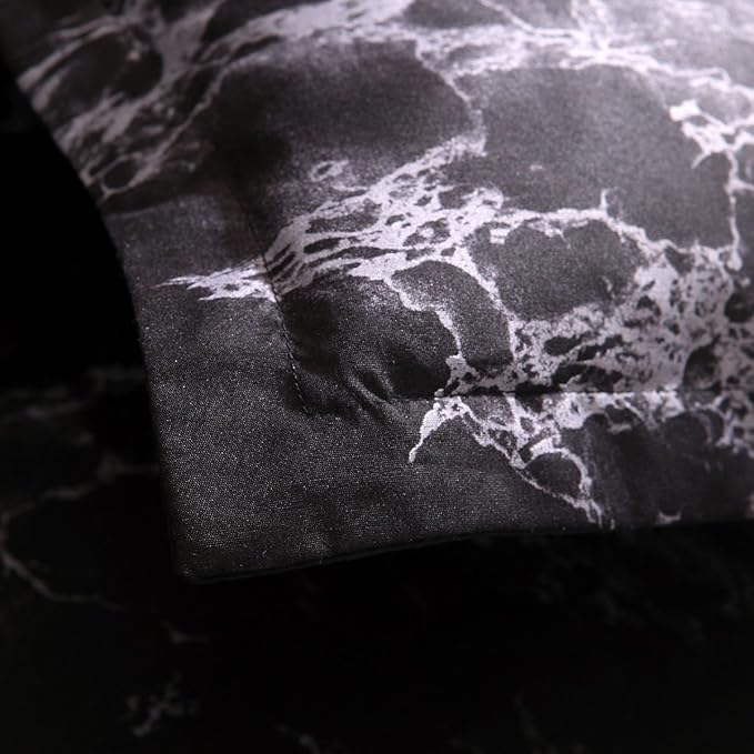 Feelyou Queen Bedding Duvet Cover Set Black Reversible Marble Luxury Microfiber Lightweight Down Comforter Quilt Cover with Zipper Closure Best Organic 3PCS