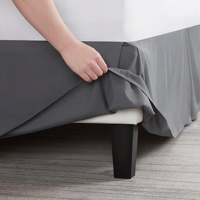 Nestl Dark Gray Twin Bed Skirt - Twin Size Bed Skirt 14 Inch Drop - Brushed Microfiber Bed Skirts - Hotel Quality Pleated Bed Skirt - Shrinkage & Fade Resistant
