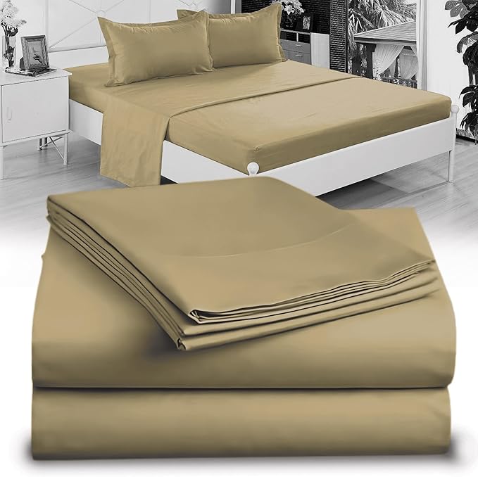 Twin XL 100% Microfiber Double Brushed Sheet Set - Extra-Soft & Wrinkle-Free - 15" Deep Pockets, 39" x 80" - Ideal for Dorms, Hospitals & Split King Beds - 3 PC Set (Twin XL, Taupe)