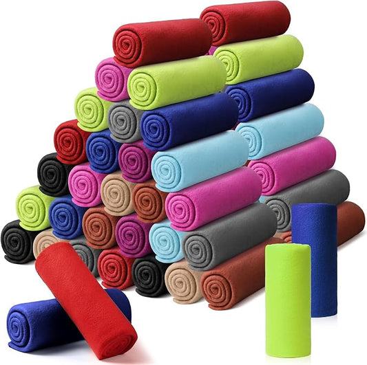Kinlop 40 Packs Fleece Blanket Bulk 60 x 50 Inch Soft Lightweight Fleece Cozy Blanket Warm Throw Plush Pet Throw for Bed Couch Sofa Home Office Wedding Gifts Travel Camping(Chic Color,60 Packs)