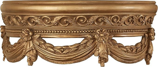 Touch of Class Aged Gold Swag and Bow Wall Teester Bed Crown | Ornate Canopy | Acanthus Leaves, Scrollwork, Floral, Beaded | Removable Rod for Drapes, Sheers | Elegant Traditional Classical