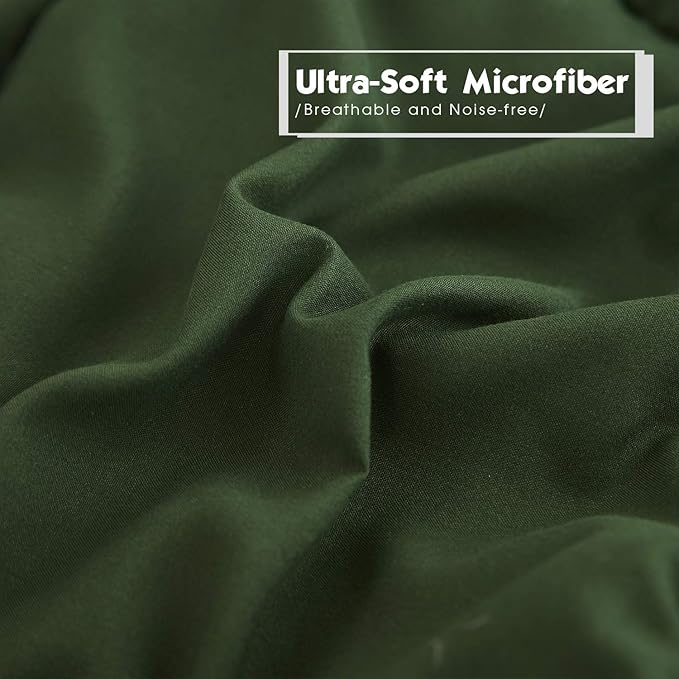 HIG 3 Pieces Green California King Comforter Set, Modern Breathable Box Stitched Duvet Insert Bedding Comforter, Soft Fluffy All Season Reversible Comforter Set Blanket with Corner Tabs for Bedroom