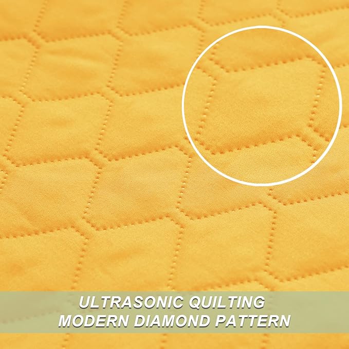 Exclusivo Mezcla Reversible Full Queen Quilt Bedding Set with Pillow Shams, Lightweight Quilts Queen Size, Soft Bedspreads Bed Coverlets for All Seasons - (Bright Yellow, 90"x96")