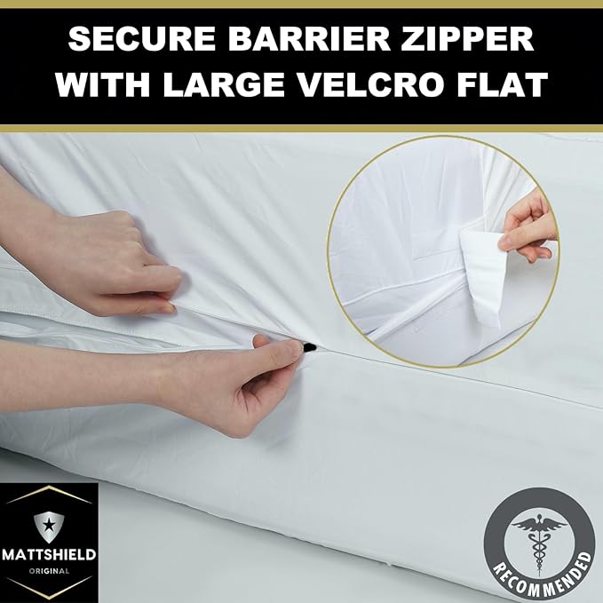 MATTSHIELD Ultimate Sensitive Skin 3-Piece Kit – Twin Size Bed Bug Mattress Protector + 2 Zippered Pillow Covers – Organic Cotton Terry Top – Waterproof 6-Sided Encasement, Soft & Breathable