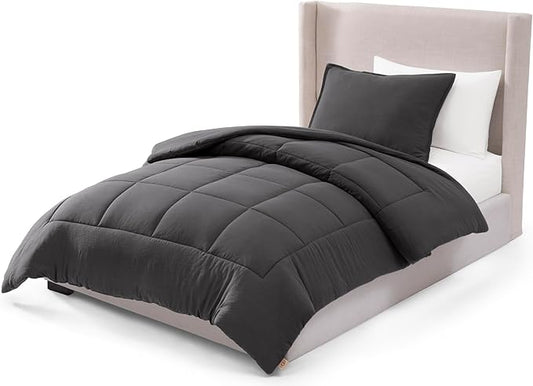 UGG Leonora Comforter Set with 1 Pillow Sham Lightweight Down Alternative Blanket Reversible All Season Washable and Hypoallergenic Bedding Set for College Dorm, Twin/Twin XL, Charcoal Grey