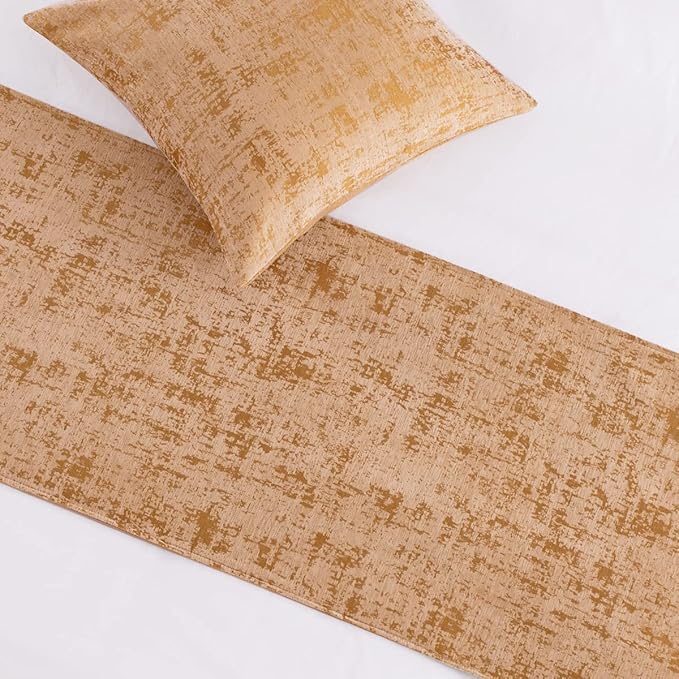 AMBERIS Bed Runner Gold, Chenille Soft No Fading Modern Bed Scarf (Pillowcases Sold Separately)