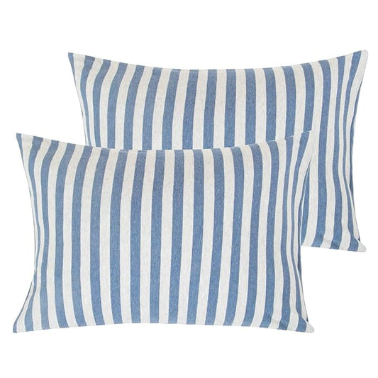NTBAY Organic Cotton Toddler Pillowcases - Super Soft & Breathable Jersey Cotton Toddler Pillow Cases, 13”x18” Pillow Cases with Envelope Closure, Blue and White Stripe