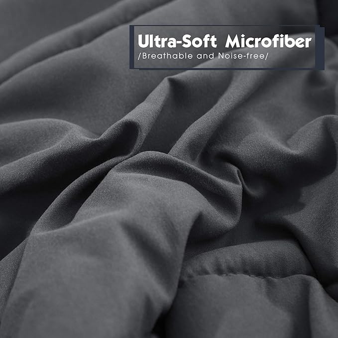 HIG 3 Pieces Grey California King Comforter Set, Modern Breathable Box Stitched Duvet Insert with 2 Shams, Soft Fluffy All Season Reversible Comforter Set Blanket with Corner Tabs for Bedroom