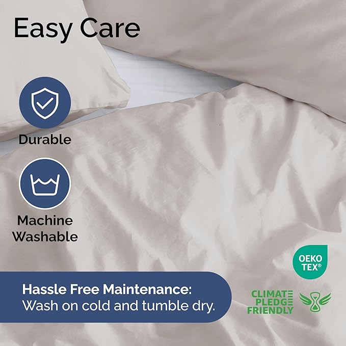 Duvet Cover Queen Size - Extra Soft Queen Size Duvet Cover - Lightweight & Breathable - Easy Care & Fade Free with Zipper Closures & Ties - 90" x 90" Inches - (Light Grey) Comforter Not Included