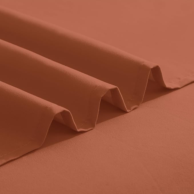 Elegant Comfort Luxurious 1500 Premium Hotel Quality Microfiber Three Line Embroidered Softest 4-Piece Bed Sheet Set, Wrinkle and Fade Resistant, Queen, Coral