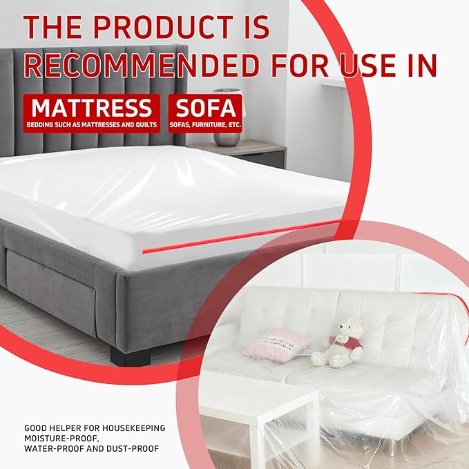Gooo&Ma 6Mil Thicken Mattress Bag for Moving, Waterproof Zippered Mattress Cover for Storage, Reusable Plastic Encasement, Tear Proof Dust Proof Protection (Red, Twin)