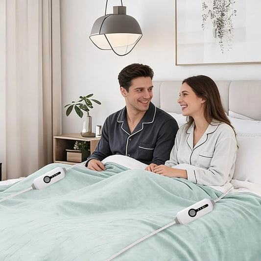 Electric Heated Blanket 90"x100" King Size Microplush Cover Blanket, 4 Heat Settings & 10 Hours Auto Off, Cozy & Warm for All Night, Machine Washable,Spring Green