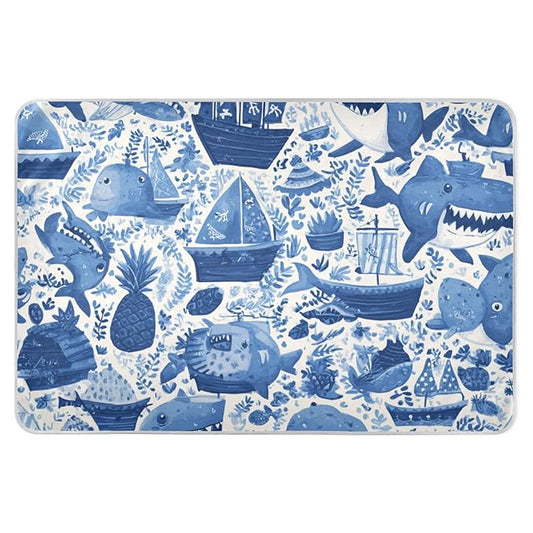 Waterproof Bed Pad Reusable Changing Pad Toddler Mattress Protector Large Pee Pad Baby Diaper Pad Soft Washable Liner Blue Pirate Sharks Pineapples Boats