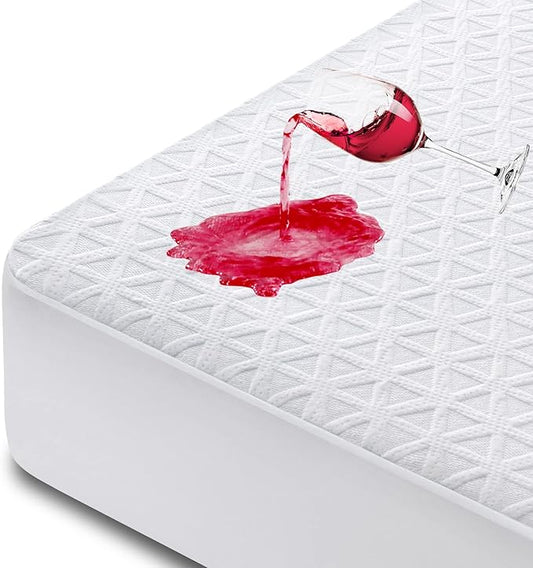 Premium Waterproof Mattress Protector California King Size, Breathable Bed Cover 3D Air Fabric Cooling Mattress Pad Cover Smooth Soft Noiseless Washable, 8''-21'' Deep Pocket (White)
