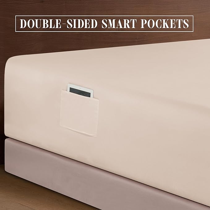 Elegant Comfort Luxurious 1500 Premium Hotel Quality Microfiber 4-Piece Sheet Set, 18-24 Inches Deep - Extra Deep Pocket Sheets - Ultra Soft 4PC Deep Pocket Sheets, Full, Cream