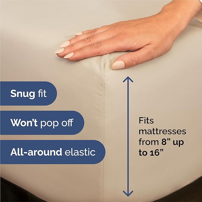 Split King 7 Piece Sheet Set - Comfy Breathable & Cooling - Ultra-Soft Hotel Luxury Bedding Set w/ 8-16 Inch Deep Pockets - 1 Flat & 2 Fitted Sheet & 4 Pillowcases - Wrinkle Free & Easy Care - Wheat