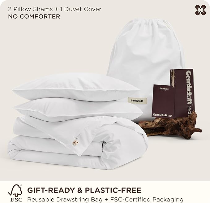 Bedsure Cotton Duvet Cover Queen Size - Luxury Slub Weave 100% Cotton Duvet Cover with a Linen Like Textured, Easy Change Durable Bedding, Bright White, 90" x 90"