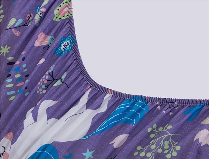 Meeting Story 3pcs Kids Comforter Sets Zipper Bedding Set for Girls,Twin Kid Bedding Set Rainbow Comforter Unicorn Bedding for Kid,All in one Zipper Bedding(Purple,Twin)