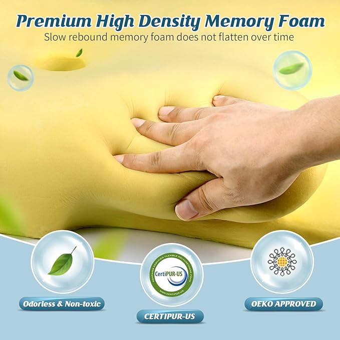 Cervical Neck Pillow for Pain Relief, Bed Pillows for Sleeping, Ergonomic Cooling Pillow, Orthopedic Contour Pillow for Side Back Stomach Sleepers,Neck Support Memory Foam Pillows (White&Grey)