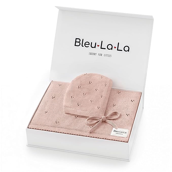 Baby Gift Set - Organic Cotton Newborn Blanket Essentials, Thoughtful Baby Shower & New Baby Gift for Boys & Girls (Pointelle - Ballet Slippers)